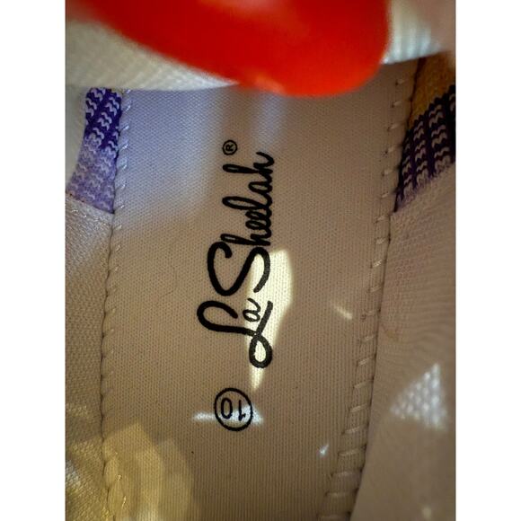 NEW- NWOT La Sheelah Timeless-12 Cream Rainbow Woven Sneakers Size 10 - Picture 6 of 6